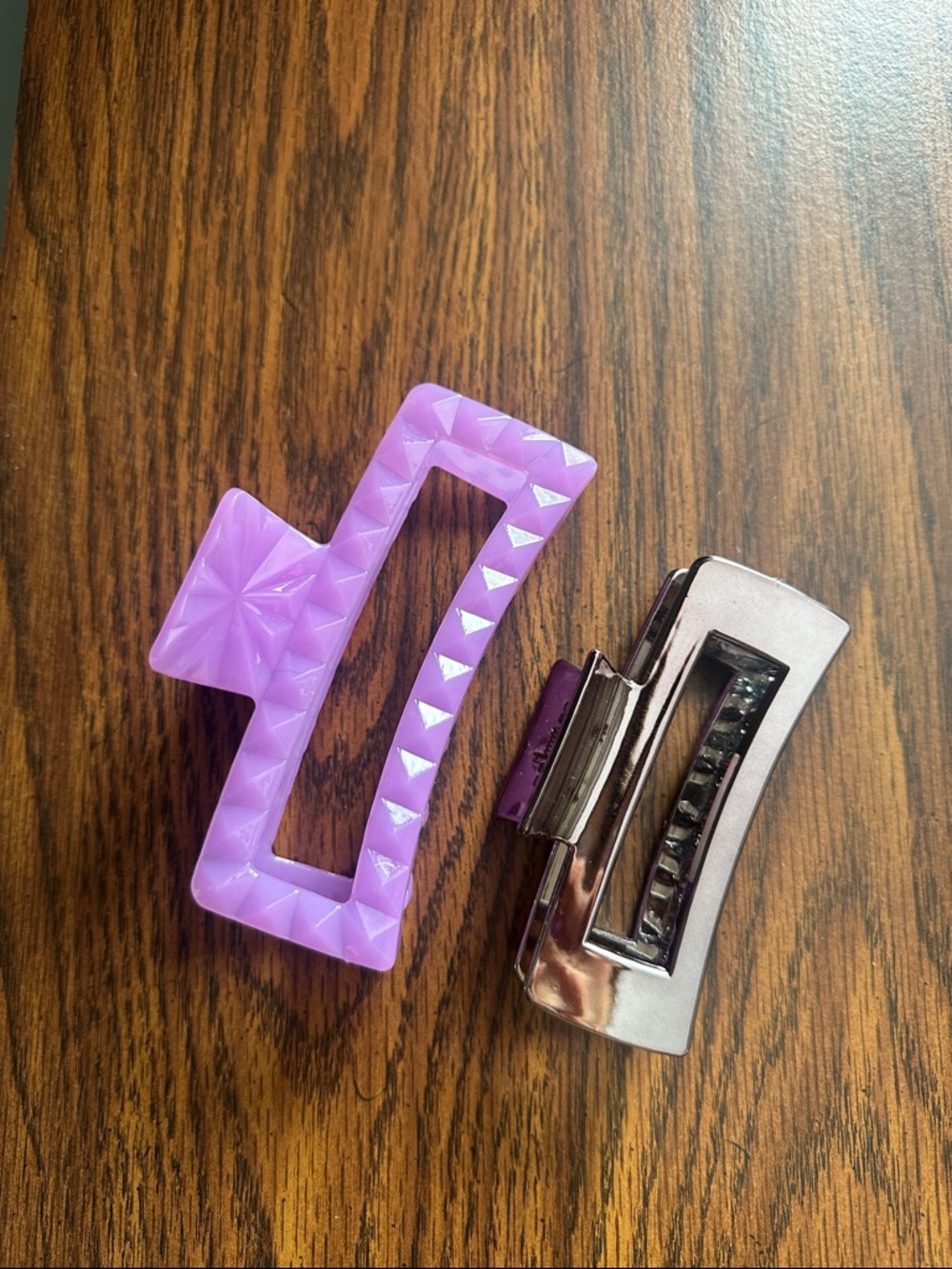 Lavender and Metallic Geometric Rectangle Hair Clip Set